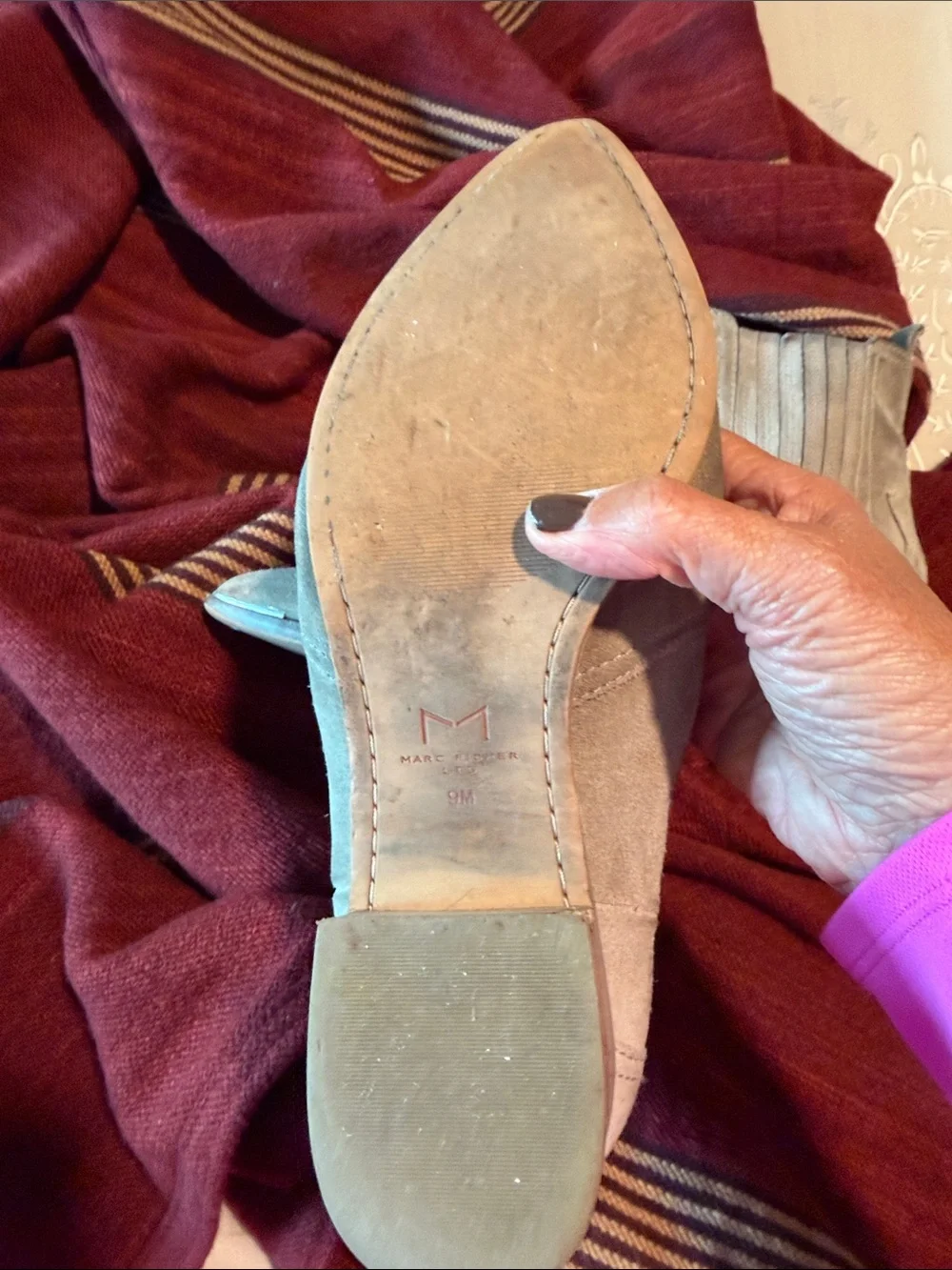 Marc Fisher Taupe Suede Pointed-Toe Chelsea Ankle Boots